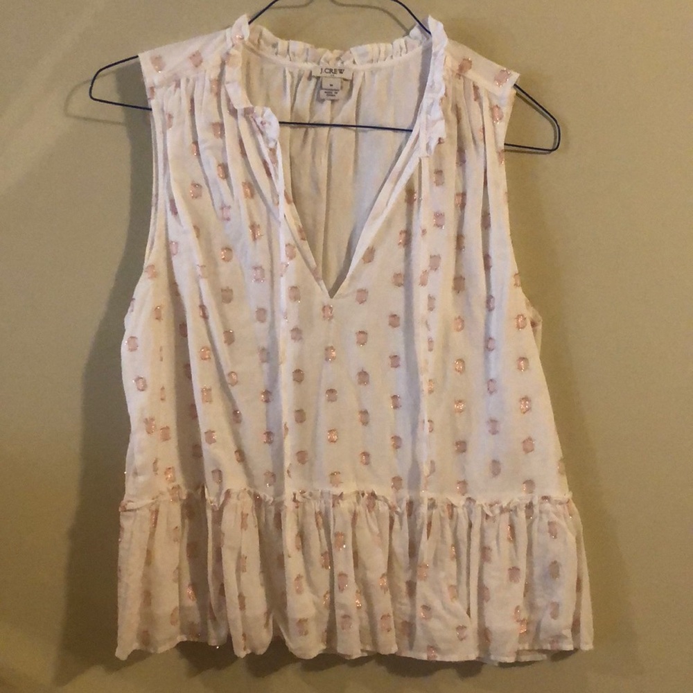 J Crew sleeveless top with metallic clip spot Sz M